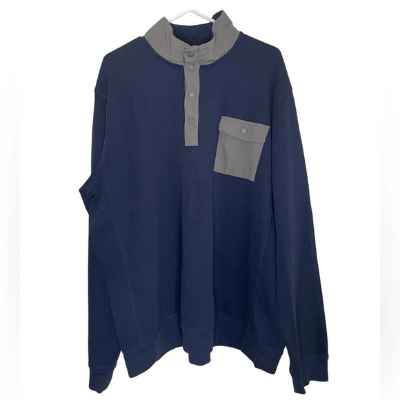 LL Bean Pullover Blue Gray 1/4 Snap Collar Sweatshirt Men’s Size XXL Outdoor - Picture 9 of 9
